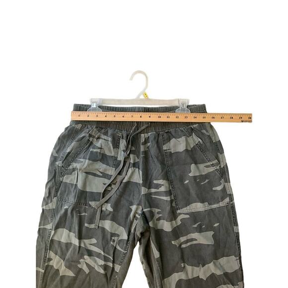 Splendid Jogger Pant Women's L Green Camouflage Drawstring Slash Pockets Hi-Rise - Picture 5 of 7
